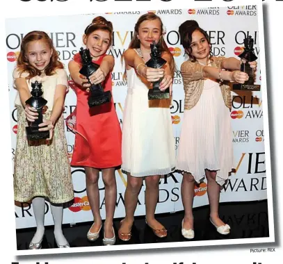  ?? Picture: REX ?? The Matildas (from left): Sophia, Eleanor, Kerry and Cleo celebrate their award