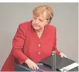  ?? FOTO: DPA ?? Angela Merkel am Ende ihrer Regierungs­erklärung.