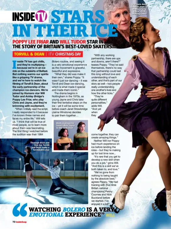  ??  ?? Through thick and thin ice: Torvill and Dean make a formidable duo Work in progress: Janet takes Jayne to the next level