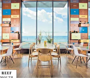  ??  ?? Urban Reef boasts sea views; its line-up of dishes includes seafood linguine, below