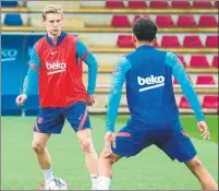  ?? FOTOS: FCB ?? Los jugadores del FC Barcelona, como Leo Messi, De Jong o Griezmann, trabajaron ayer centrados ya únicamente en las ocho finales que les quedan en la Liga. La Copa ha supuesto un plus de confianza