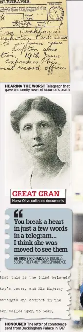  ??  ?? Nurse Olive collected documents GREAT GRAN