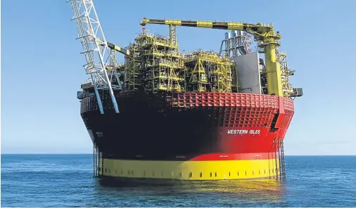  ??  ?? START-UP: Dana Petroleum’s Western Isles vessel developmen­t, 100 miles east of Shetland, came on stream on November 15