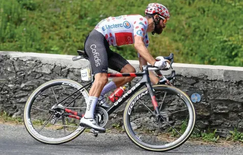  ?? ALEX BROADWAY / DPA ?? Simon Geschke, bei der Tour de France neun Tage im Bergtrikot, startet am 24. August in Weimar in die Deutschlan­d-tour.