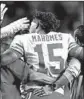  ?? DAVID ZALUBOWSKI/AP ?? Patrick Mahomes is helped off the field after suffering a knee injury Thursday.