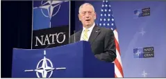  ?? (Photo AFP) ?? Le secrétaire américain à la Défense James Mattis, hier, lors d’une réunion de l’OTAN à Bruxelles.