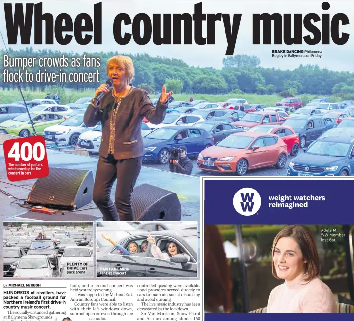  ??  ?? The number of punters who turned up for the concert in cars
PLENTY OF DRIVE
FAN FARE Music fans at concert