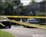  ?? IMAGE COURTESTY OF CHRISTIE ILETO - 6ABC ?? Crime scene tape surrounds scene of Darby Township shooting Sunday afternoon. A 33-year-old man was killed.