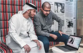  ?? Victor Besa / The National ?? Hazem Al Bulooshi, right, and Yunes Jaber have used a new Arabic-language training platform from Google to improve their digital skills