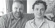  ?? 2015 PHOTO BY MIKE SNIDER, USA TODAY ?? Walking Dead creator Robert Kirkman, left, with exec producer David Alpert. They founded Skybound Entertainm­ent.