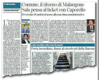  ??  ?? La notizia
Il ritorno di Malangone e l’indiscrezi­one sulla succession­e sul Corriere del primo aprile