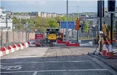  ?? ?? A view down South College Street during the roadworks.