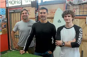  ?? ZIZI SPARKS/FAIRFAX NZ ?? Greg Turner, Andre Newth and Daniel Newth of Ultimate Surf & Skate, Rosedale which was ram raided on June 3.