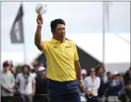  ?? RYAN SUN — THE ASSOCIATED PRESS ?? Hideki Matsuyama celebrates his win on the 18th green during the final round of the Genesis Invitation­al at Riviera Country Club on Sunday in Los Angeles.