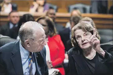  ?? Bill Clark CQ Roll Call ?? SENATE JUDICIARY Committee Chairman Charles E. Grassley, left, has shown he may be willing to advance 9th Circuit Court nomination­s even if California’s senators, including Dianne Feinstein, right, object.