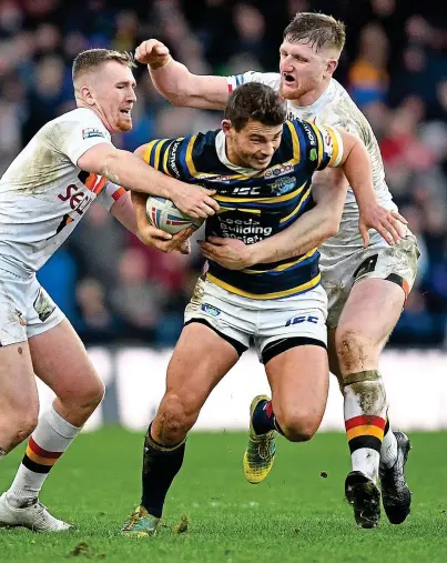  ??  ?? Proud man: Ward (centre) has been forced to retire following the effects of concussion­s he suffered last year