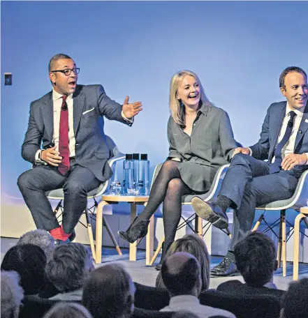  ??  ?? Camilla Tominey, far right, hosts the debate with, from left, James Cleverly, Liz Truss, Matt Hancock, Victoria Atkins and Dominic Raab