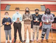  ?? Rome City Schools ?? From left, Rome Middle School football players Jayden Worsham, Tyler Lester, Moss Tant, Garret Burge and TJ Mcclinic hold their awards.