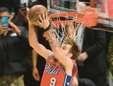  ?? PATRICK T. FALLON/GETTY-AFP ?? Mac Mcclung won the NBA dunk contest on Saturday night in Salt Lake City. Sunday’s All-star Game ended too late for this edition.