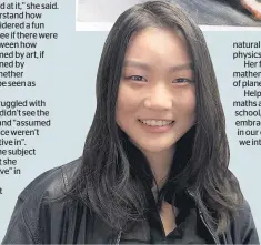  ?? Picture / Michael Craig ?? Katherine Yang with some of her memorable art works showcasing her love of mathematic­s which she created for her Cambridge A level exams.