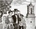  ?? Institute of Texan Cultures ?? A1988 drawing by Jose Cisneros depicts 19th-century, multicultu­ral life in San Antonio.