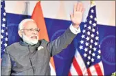  ??  ?? PM Modi arrives to address US investors on Monday.