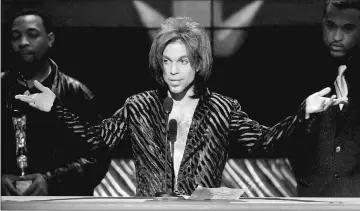  ??  ?? Prince giving his acceptance speech after being named Male Artiste of the Decade at the 14th annual Soul Train Music Awards in Los Angeles, on Mar 4, 2000. — Reuters file photo