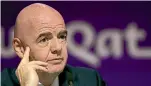  ?? GETTY IMAGES ?? Man, I feel like a woman: Fifa president Gianni Infantino launches his extraordin­ary outburst last weekend.
