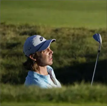  ?? Associated Press ?? Tommy Fleetwood plays out of a bunker on the ninth hole Thursday in the first round of the Northern Trust in Norton, Mass.