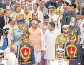  ?? PTI ?? Governor Lalji Tandon with CM Kamal Nath at Madhya Pradesh assembly on March 16. n