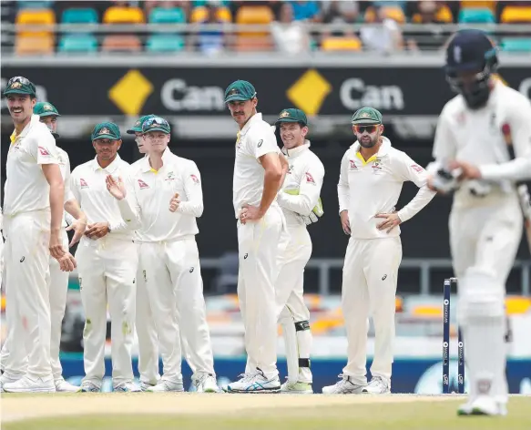  ?? Picture: GETTY IMAGES ?? Australia celebrate the wicket of Joe Root on a pitch that has led to some fans questionin­g if it should have had a bit more pace.