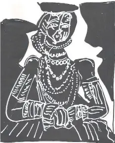  ?? COURTESY OF THE ARTIST ?? Ryan Gander, An attempt at a facsimile of Pablo Picasso’s Portrait de Jeune Fille, d’après Cranach le Jeune II, (1958), 2017. “Challenged to select the Picassos” for the exhibit, Guimaraes says, Gander “has also done his own drawings in an attempt to...