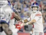  ?? Elise Amendola / Associated Press ?? Giants quarterbac­k Daniel Jones was 4-for-4 in his final exhibition action, and went 29-for-34 in the preseason.