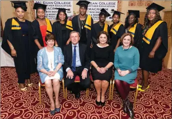  ??  ?? Class of 2017 at McEgan College of Further Education, Macroom who graduated in Nursing Studies QQI Level 5 with: (Front Row) Margaret Corkery Deputy Principal McEgan College; Minister for Agricultur­e, Food and the Marine Michael Creed ; Principal Trish...