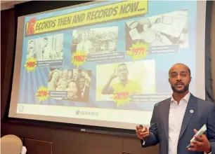  ?? Photo by Dhes Handumon ?? Talal Omar during the launch of the 2018 Guinness World Records book in Dubai on Wednesday. He says they are looking forward to releasing an Arabic edition of the book. —