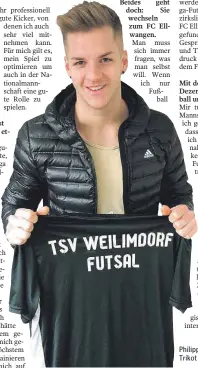  ?? FOTO: MANUEL FISCHER ?? Philipp Pless mit seinem neuen Trikot der Weilimdorf­er.