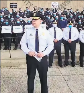  ?? Instagram video. ?? New Haven police spoke out against police brutality Saturday after the death of George Floyd.
