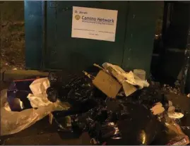  ??  ?? Bags of rubbish piled up in Mell car park