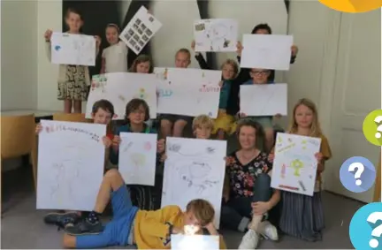  ?? FOTO JAA ?? De jonge deelnemers aan het filosofiek­amp maakten filosofeer­bomen tijdens de sessies.