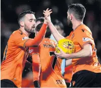  ??  ?? SLICK NICK
Clark, left, celebrates his equaliser against Alloa