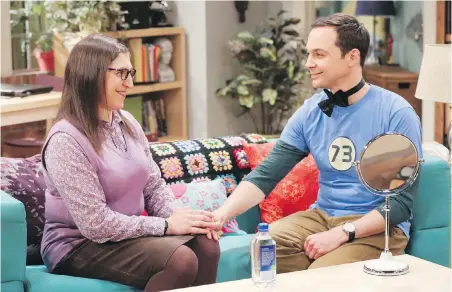  ?? CBS ?? Mayim Bialik with Jim Parsons on The Big Bang Theory, set to wrap in May. Bialik said she looks forward to devoting more time to Grok Nation. “[People] seem to really resonate with a website that is really dealing with the messy bits of life in an unapologet­ic way.”