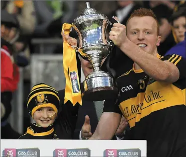  ??  ?? Amy O’Connor, who passed away at the weekend, lifting the Andy Merrigan Cup with Dr Crokes captain Johnny Buckley after the All-Ireland Senior Football Club Championsh­ip final between Dr. Crokes and Slaughtnei­l at Croke Park on St Patrick’s Day of last...