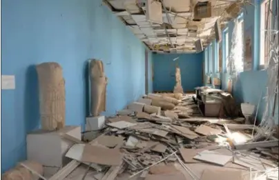  ?? Epa ?? Het regime verspreidd­e afgelopen weekend beelden van het vernielde museum van Palmyra. Assad presenteer­t de herovering op IS als een zege van de beschaving op de barbaren.