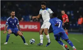 ?? Photograph: Claudio Villa/Getty Images ?? Reece James in action for England against Italy in March – his only internatio­nal appearance since he missed the 2022 World Cup.