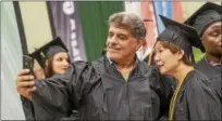  ?? PHOTOS PROVIDED BY VINCENT GIORDANO ?? Above, students from the Capital District Educationa­l Opportunit­y Center program at Hudson Valley Community College take a selfie during the program’s graduation ceremony Thursday night. Below, more than 200student­s graduated.