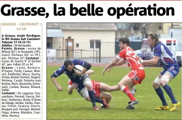  ?? (Photo Xavier Depoilly) ?? Sébastien Dutartre et les Grassois ont fait pencher le match du bon côté dans les dernières minutes. Un succès importanti­ssime pour le maintien.