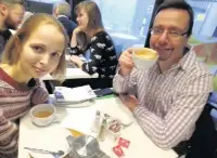  ??  ?? ●●Emma Curry and her dad Andrew in a cafe in Dublin