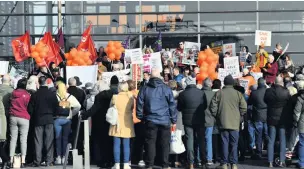  ??  ?? The protest outside the Senedd in Cardiff Bay in February