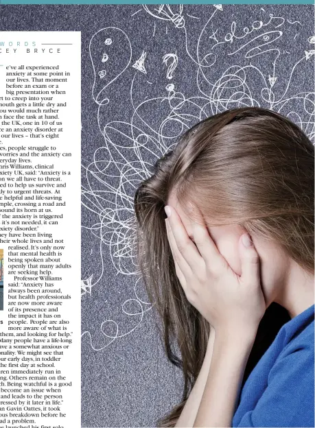  ??  ?? ● One in 10 of us in the UK will experience an anxiety disorder at some point in our lives – that’s eight million people