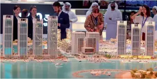  ??  ?? Visitors show interest in Dubai Harbor Pavilion at Cityscape Global, which concludes today.